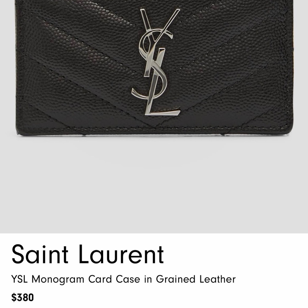 Saint Laurent Black Card Holder with Silver Logo - Picture 7 of 7